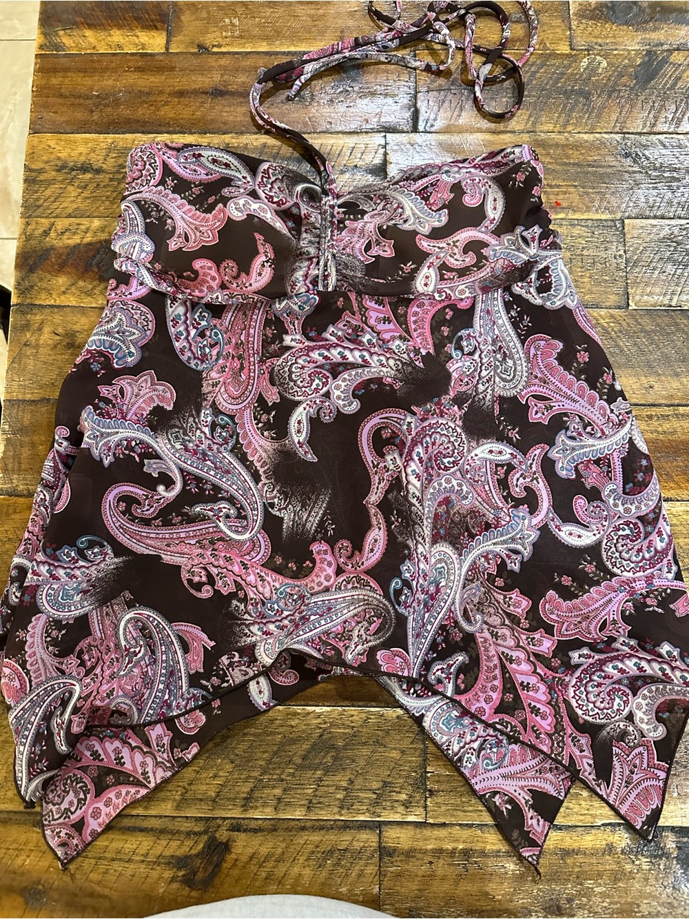 Byer California Brown Tank Top with Pink Paisley Print